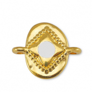 Breloques en métal DQ connecteur ovale Blanc cassé-Doré (sans nickel)