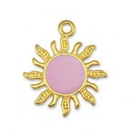 Breloques en m&eacute;tal DQ soleil Rose clair-Dor&eacute; (sans nickel)