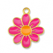 Breloques en métal DQ fleur Fuchsia-Orange-Doré (sans nickel)