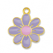 Breloques en métal DQ fleur Lilas-Rose clair-Doré (sans nickel)