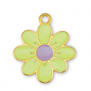 Breloques en métal DQ fleur Jaune citron-Lilas-Doré (sans nickel)