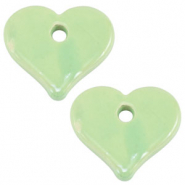 Perles en c&eacute;ramique DQ grecque coeur Vert clair
