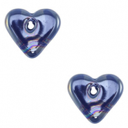 Perles en c&eacute;ramique DQ grecque coeur Blue fonc&eacute;