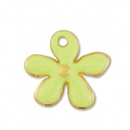 Breloques en métal DQ fleur Doré-jaune lime (sans nickel)