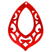 Pendentifs en r&eacute;sine baroque goutte Rouge piment