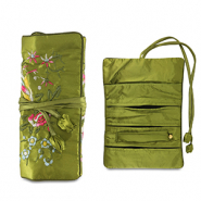 Trousse à bijoux de voyage avec fleurs Verte olive