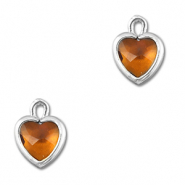 Pendentifs en verre Crystal glass coeur Orange marron-argenté