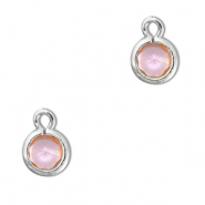 Pendentifs en verre Crystal glass rond Rose clair-argent&eacute;