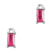 Pendentifs en verre Crystal glass rectangle Rose fonc&eacute;-argent&eacute;