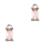 Pendentifs en verre Crystal glass rectangle Rose clair-argent&eacute;