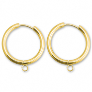 Boucles d'oreilles en acier inox cr&eacute;oles avec anneau 21mm Dor&eacute;