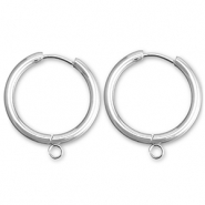 Boucles d'oreilles en acier inox cr&eacute;oles avec anneau 19mm Argent&eacute;