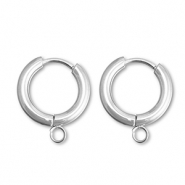Boucles d'oreilles en acier inox cr&eacute;oles avec anneau 15mm Argent&eacute;