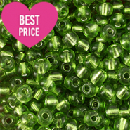 Perles de rocailles 6/0 (4mm) Vert doublure argenté