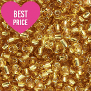 Perles de rocailles 6/0 (4mm) Doré jaune clair doublure argenté