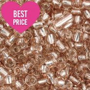 Perles de rocailles 6/0 (4mm) Beige semoule clair doublure argenté