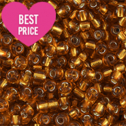 Perles de rocailles 8/0 (3mm) Marron cuivré doublure argenté