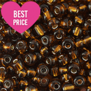 Perles de rocailles 8/0 (3mm) Marron cognac doublure argenté