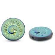 Perles tchèques fossil shell 18mm Bleu mélangé-AB coating