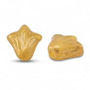 Perles tchèques lily flower 9x8mm Transparent doré