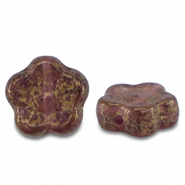 Perles tchèques sunset flower 10mm Transparent violet-doré