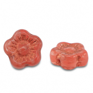 Perles tchèques sunset flower 10mm Transparent rouge