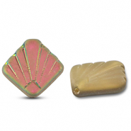 Perles tchèques diafan 17mm Greige foncé-AB coating