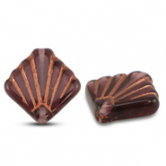 Perles tchèques diafan 17mm Transparent violet-cuivre