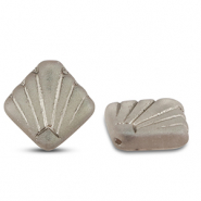 Perles tchèques diafan 17mm Transparent greige AB-argenté