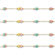 Appr&ecirc;ts en acier inox cha&icirc;ne maille jaseron disc Dor&eacute;-multicolore