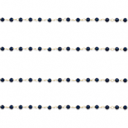 Appr&ecirc;ts en acier inox cha&icirc;ne maille jaseron rond Dor&eacute;-bleu fonc&eacute;