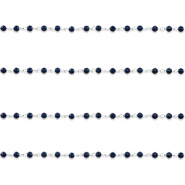 Appr&ecirc;ts en acier inox cha&icirc;ne maille jaseron rond Argent&eacute;-bleu fonc&eacute;