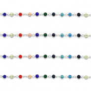 Appr&ecirc;ts en acier inox cha&icirc;ne maille jaseron rond Argent&eacute;-multicolore