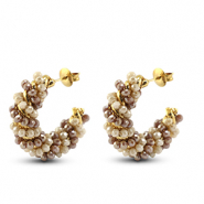 Boucles d’oreilles facettées torsadé Marron AB-beige AB-doré