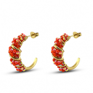 Boucles d’oreilles facettées torsadé Orange chaud AB-orange chaud transparent AB-doré