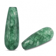 Pierres naturelles perles Quartz goutte Vert fonce-transparent