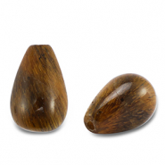 Pierres naturelles perles Œil de tigre goutte Marron doré