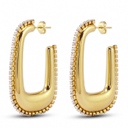 Boucles d'oreilles / puces en acier Inox ovale Doré