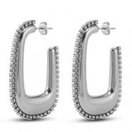 Boucles d'oreilles / puces en acier Inox ovale Argenté