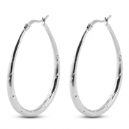 Boucles d'oreilles / créoles en acier Inox ovale Argenté