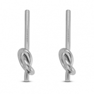 Boucles d'oreilles / puces en acier Inox nœud Argenté
