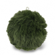 Pendentifs accroche-regard pompon Vert olive fonc&eacute;
