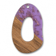 Pendentifs en bois irr&eacute;guli&egrave;res Violet transparent-dor&eacute;-marron