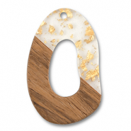 Pendentifs en bois irr&eacute;guli&egrave;res Transparent-dor&eacute;-marron