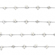 Apprêts en acier inox chaîne maille jaseron Howlite irrégulier Argenté-blanc