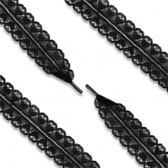 Lacet pour chaussure tendance en dentelle avec cœur Noir