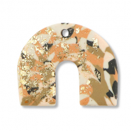 Pendentifs en polym&egrave;re arche Marron-rose-blanc-dor&eacute;