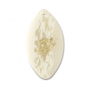 Pendentifs en polym&egrave;re  feuille Blanc cass&eacute;-beige-dor&eacute;