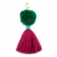 Porte-clés pompom avec glands Vert-magenta-bleu
