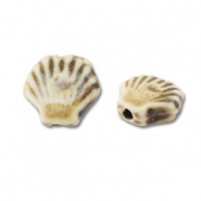 Perles en c&eacute;ramique coquille Marron clair